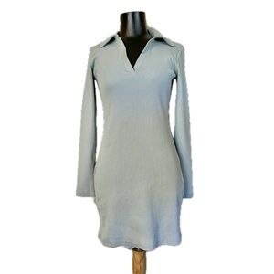 Nasty Gal Sage V Neck Collar Ribbed Dress